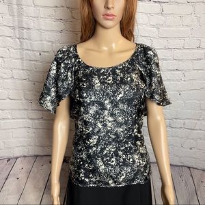 PIED A TERRE Cape Sleeve Top 100% Silk Size 8